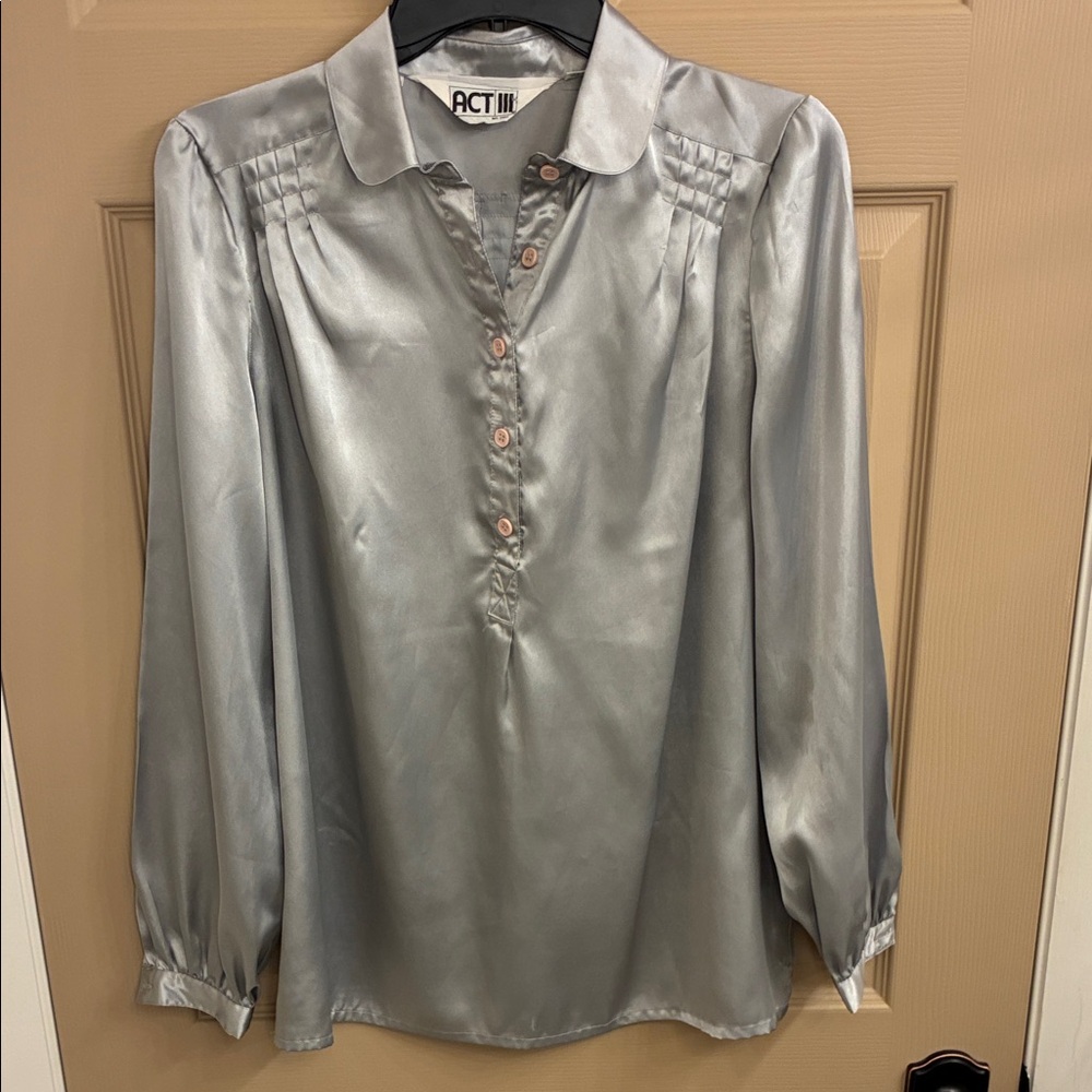 ACT III Silver Satin Blouse